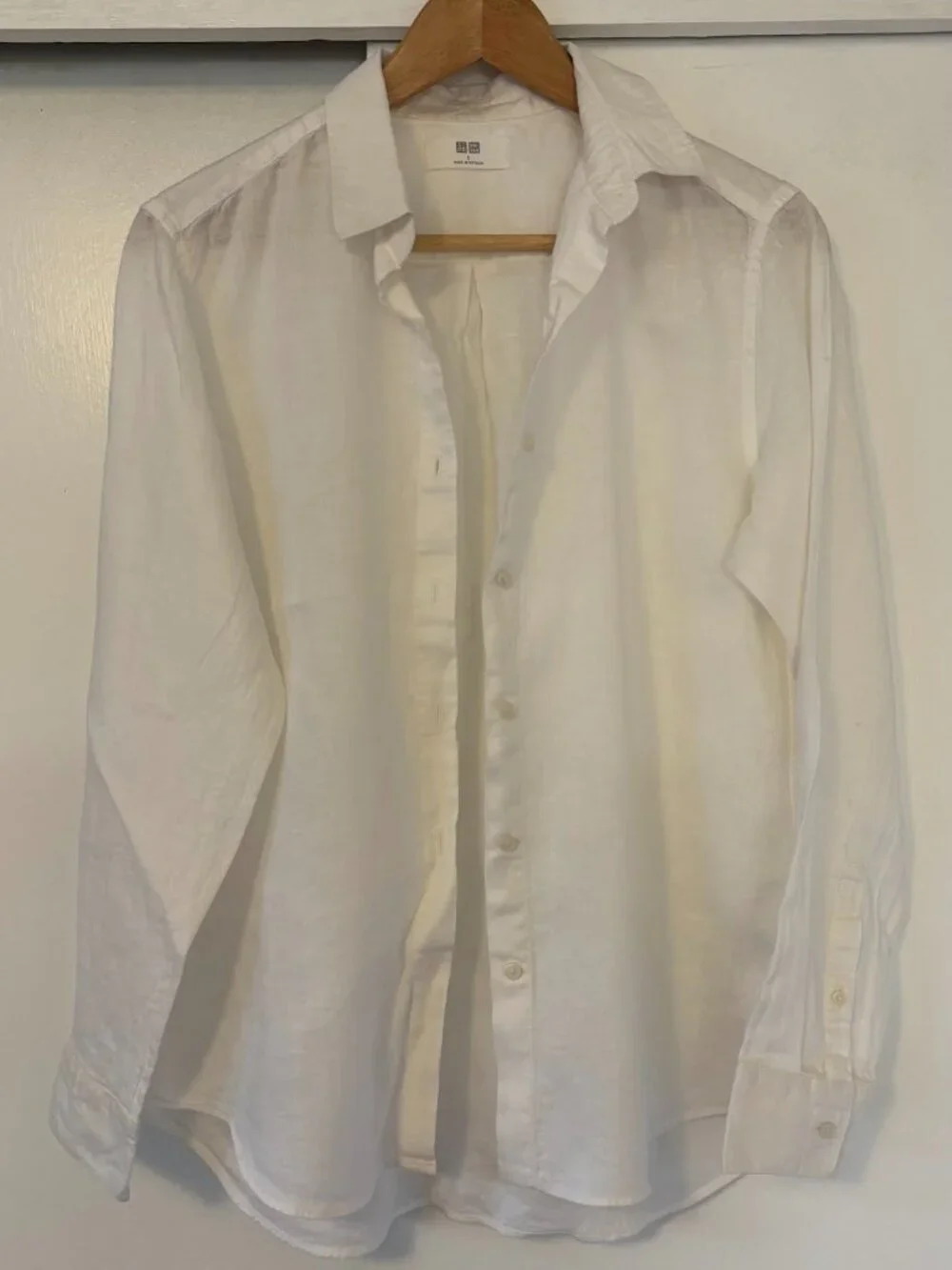100% linen white button-down Uniqlo Perfect condition - Picture 2 of 5